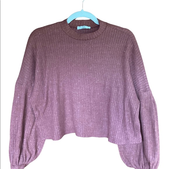 Rose Colored Balloon Sleeve Sweater - Picture 3 of 6